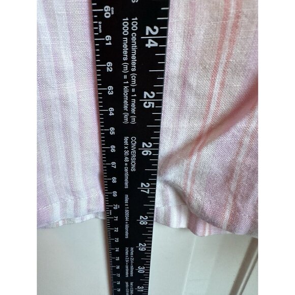 Sigrid Olsen SO Blue Linen Pink Stripe Blouse Womens 1X Plus - Picture 10 of 10